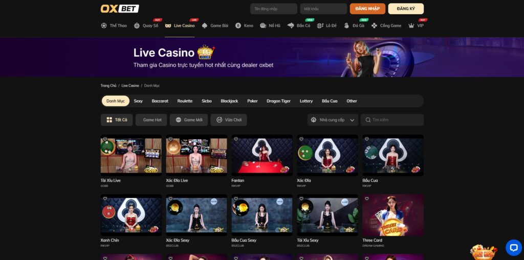 Live Casino Oxbet có những gì? Chơi như thế nào?