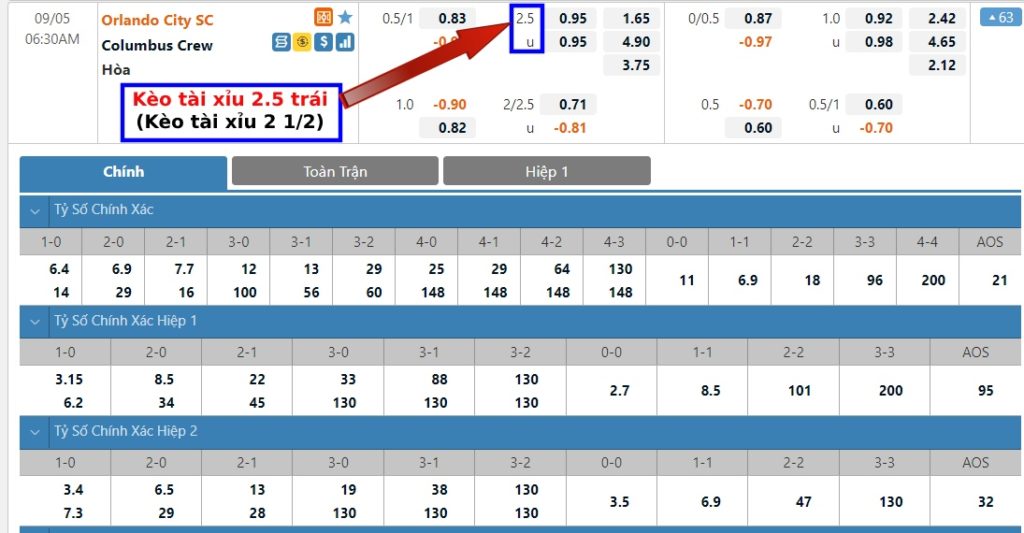Kèo tài xỉu 0.5, 1.5, 2.5 trái là gì? Cách tính kèo tài xỉu 1/2, 1 1/2, 2 1/2 chuẩn