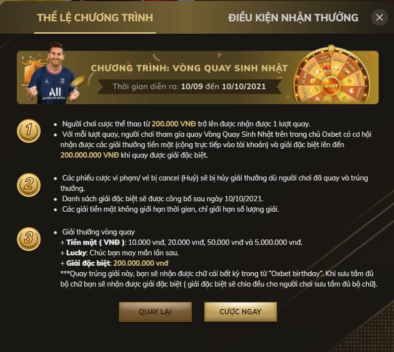 Sự kiện khuyến mãi mừng sinh nhật Oxbet 1 tuổi – 350.000.000